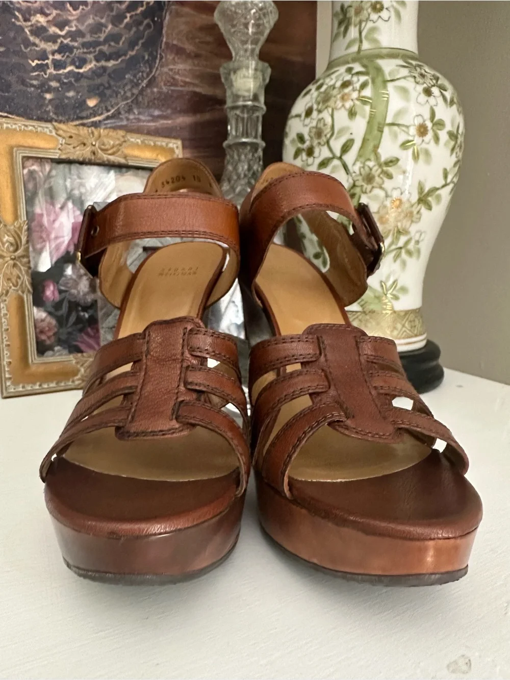Stuart Weitzman Brown Leather Strappy Platform Wedge Sandals Sz 10 - Picture 2 of 9
